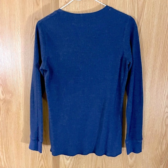 Basic Dark Blue Thermal Crew Long Sleeve Top - Picture 2 of 3